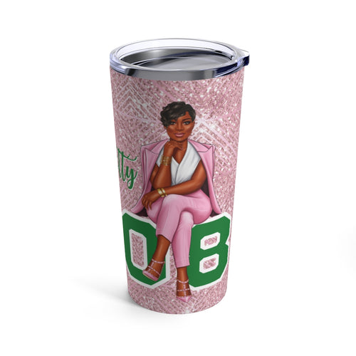 Sitting Pretty Pink Tumbler 20oz- Dark Skin Short Hair