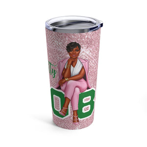 Sitting Pretty Pink Tumbler 20oz- Dark Skin Short Hair