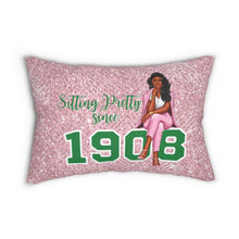 Load image into Gallery viewer, Sitting Pretty Lumbar Pillow- (Dark Skin Long Hair)