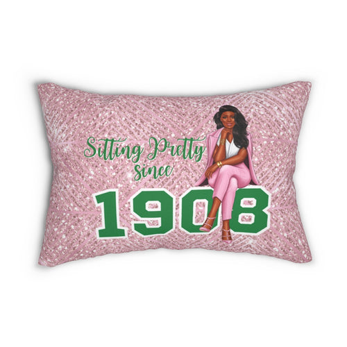 Sitting Pretty Lumbar Pillow- (Dark Skin Long Hair)