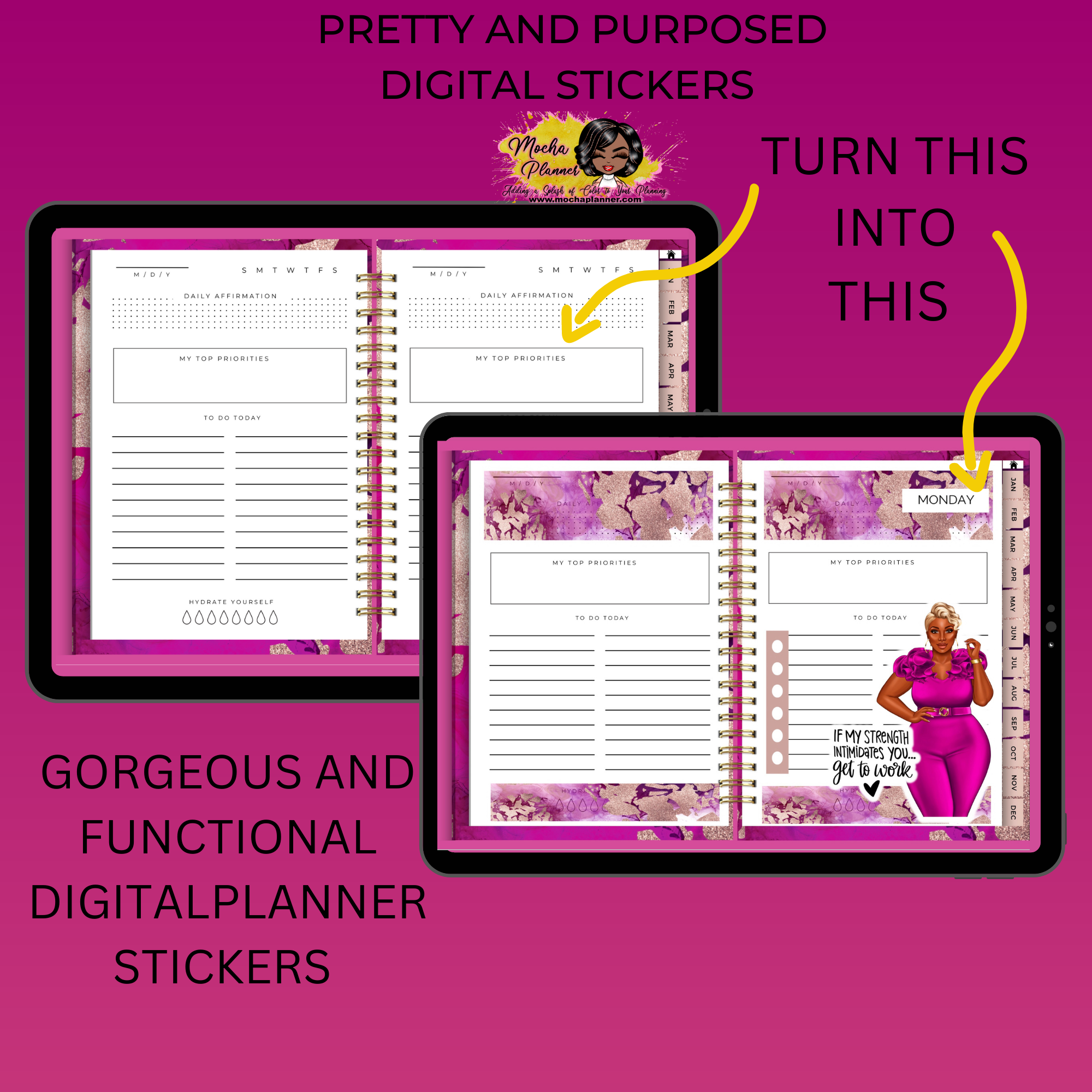 Printable Planner Text Stickers Quotes Stickers Stickers for