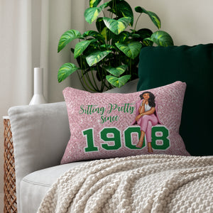 Sitting Pretty Lumbar Pillow- (Light Skin Long Hair)