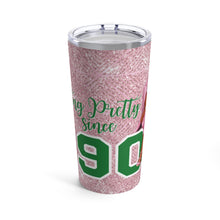 Load image into Gallery viewer, Sitting Pretty Pink Tumbler 20oz- Dark Skin Short Hair