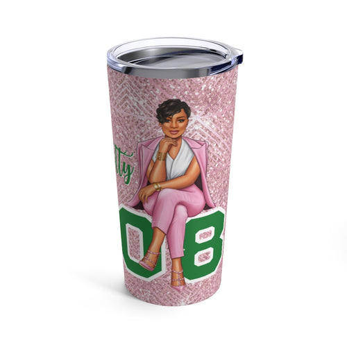 Sitting Pretty Pink Tumbler 20oz- Light  Skin Short Hair