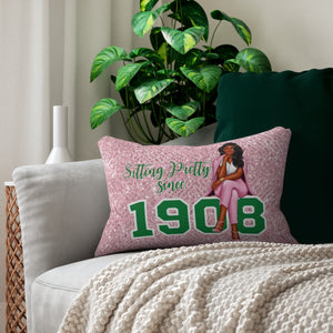 Sitting Pretty Lumbar Pillow- (Dark Skin Long Hair)