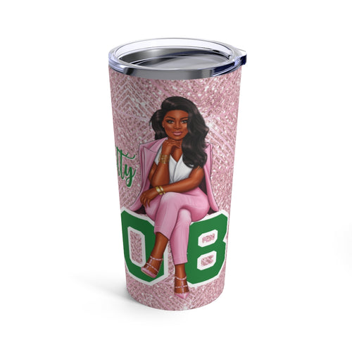 Sitting Pretty Pink Tumbler 20oz- Dark Skin Straight